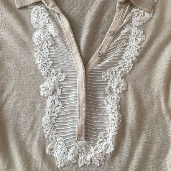 Elie Tahari V-neck Beige Long Sleeve Sweater - Picture 10 of 11